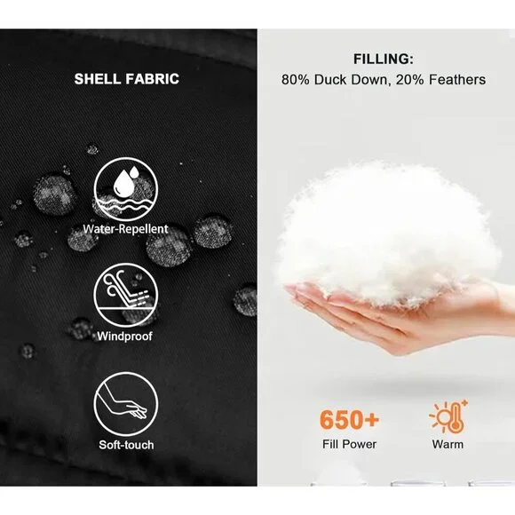 🆕 Women Black Long Fur Collar Hooded Winter Parka Puffy Coat Warm Bubble Jacket - Picture 4 of 7